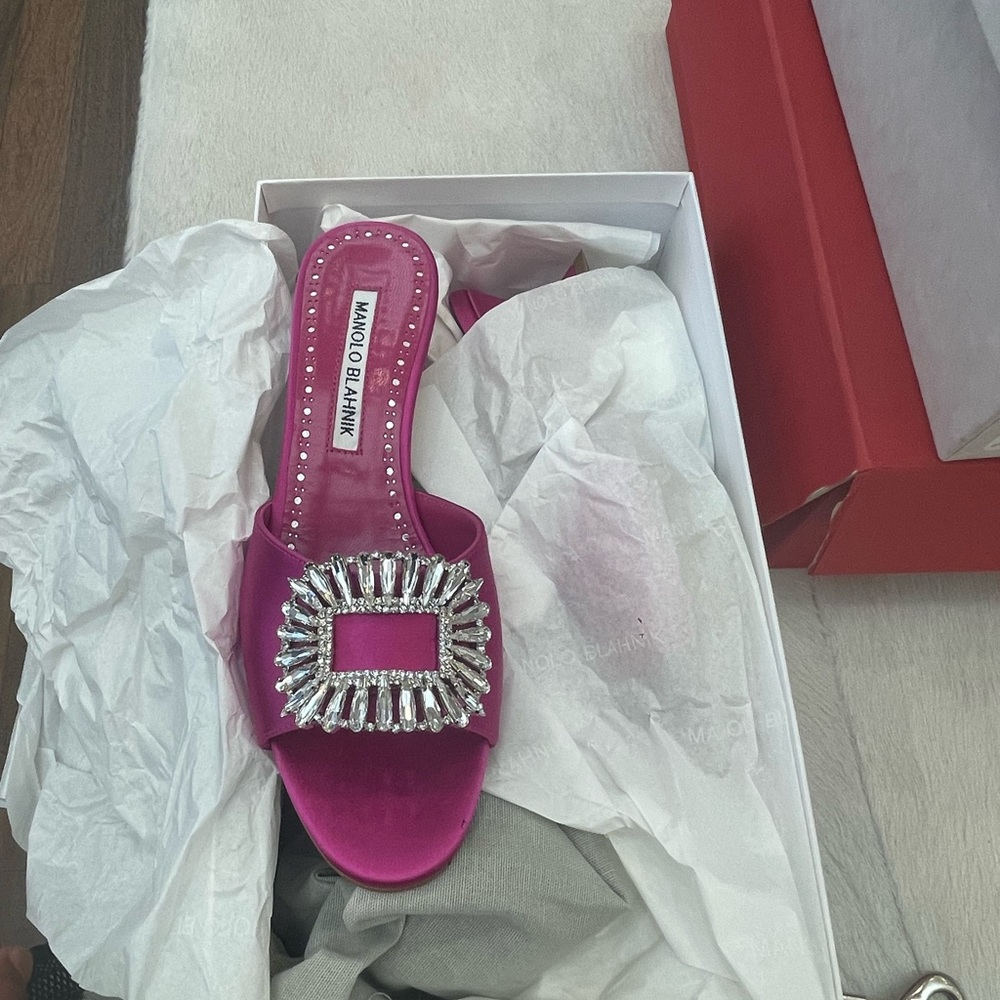 Manolo Blahnik Pink Satin Sandals